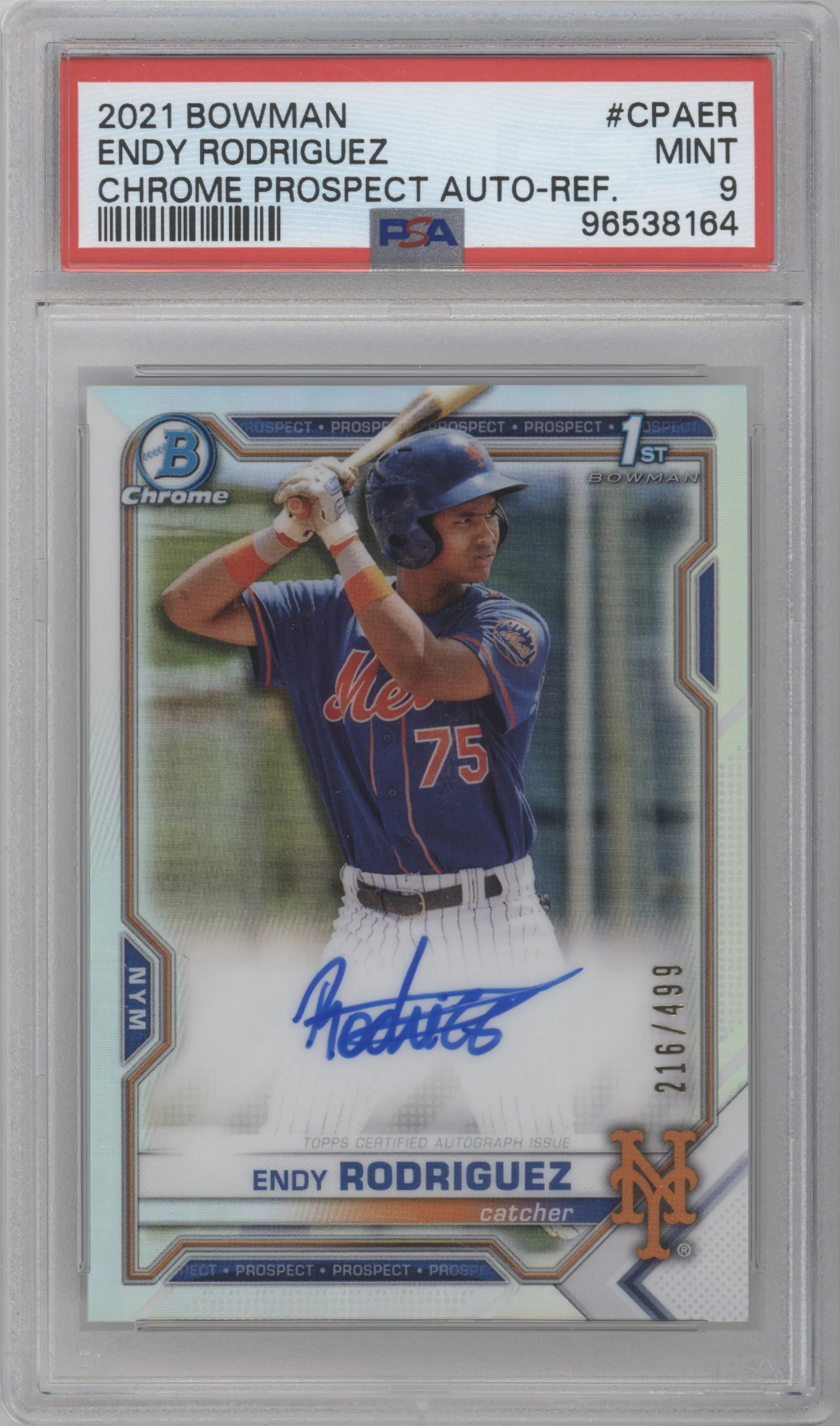 2021 Bowman Chr.Pros.Auto Endy Rodriguez Refractor PSA 9