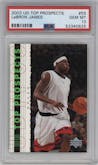 LeBron James from the 2003-04 Upper Deck Top Prospects  set graded by PSA and given an overall grade of 10.