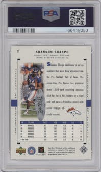 Shannon Sharpe from the 2000 SP Authentic set graded by PSA and given an overall grade of 9.