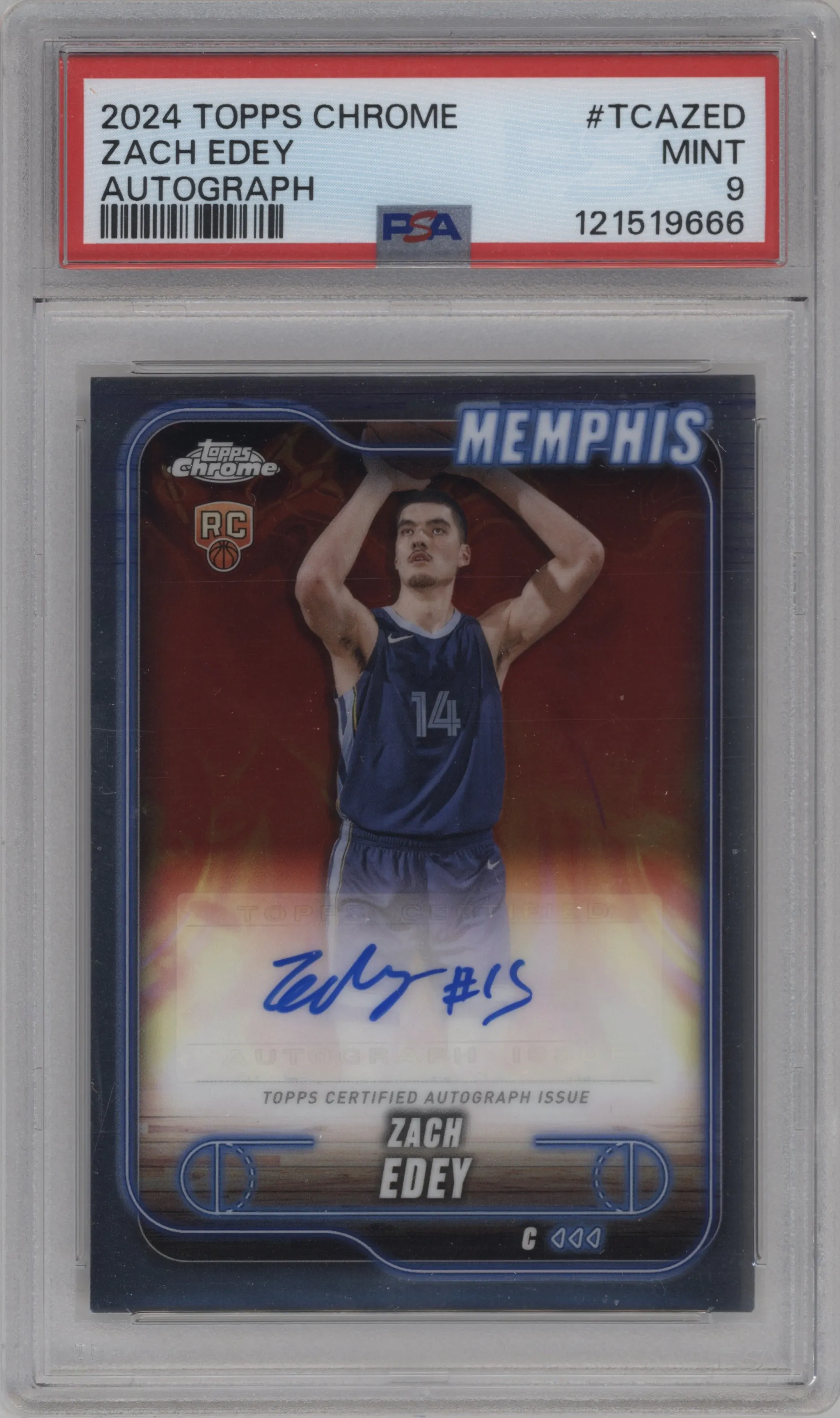 2024 Topps Chrome Auto Zach Edey #TCA-ZED PSA 9