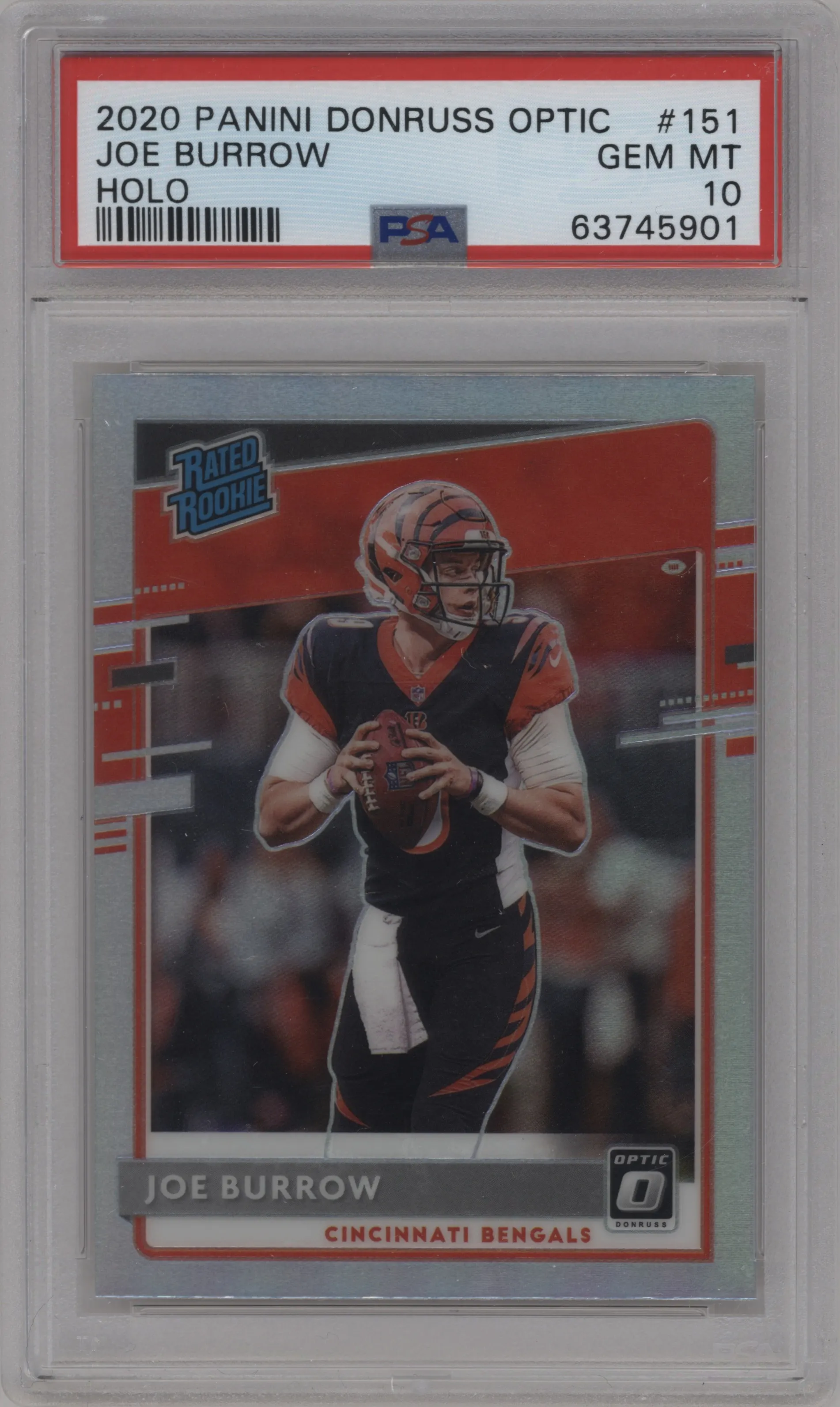 2020 Panini Donruss Optic Rated Rookie Joe Burrow Holo #151 PSA 10