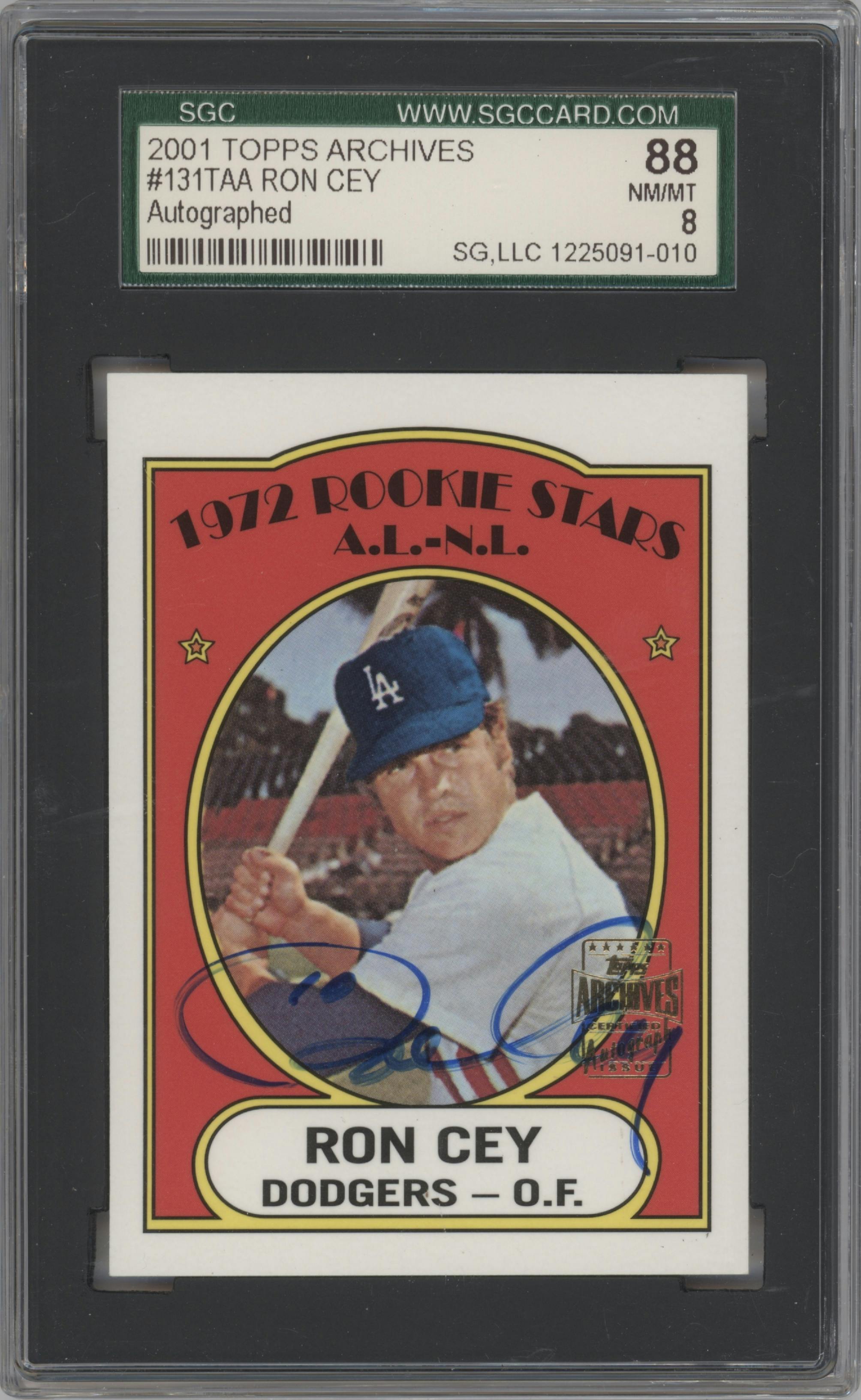 Ron Cey from the 2001 Topps Archives set graded by SGC and given an overall grade of 8.
