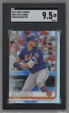 Pete Alonso from the 2019 Topps Chrome set featuring a Prism Refractor  parallel graded by SGC and given an overall grade of 9.5.