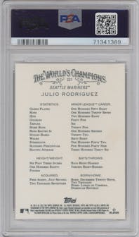 Julio Rodriguez from the 2022 Topps Allen & Ginter set graded by PSA and given an overall grade of 10.