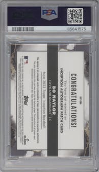 Bo Naylor from the 2023 Topps Inception set graded by PSA and given an overall grade of 10.