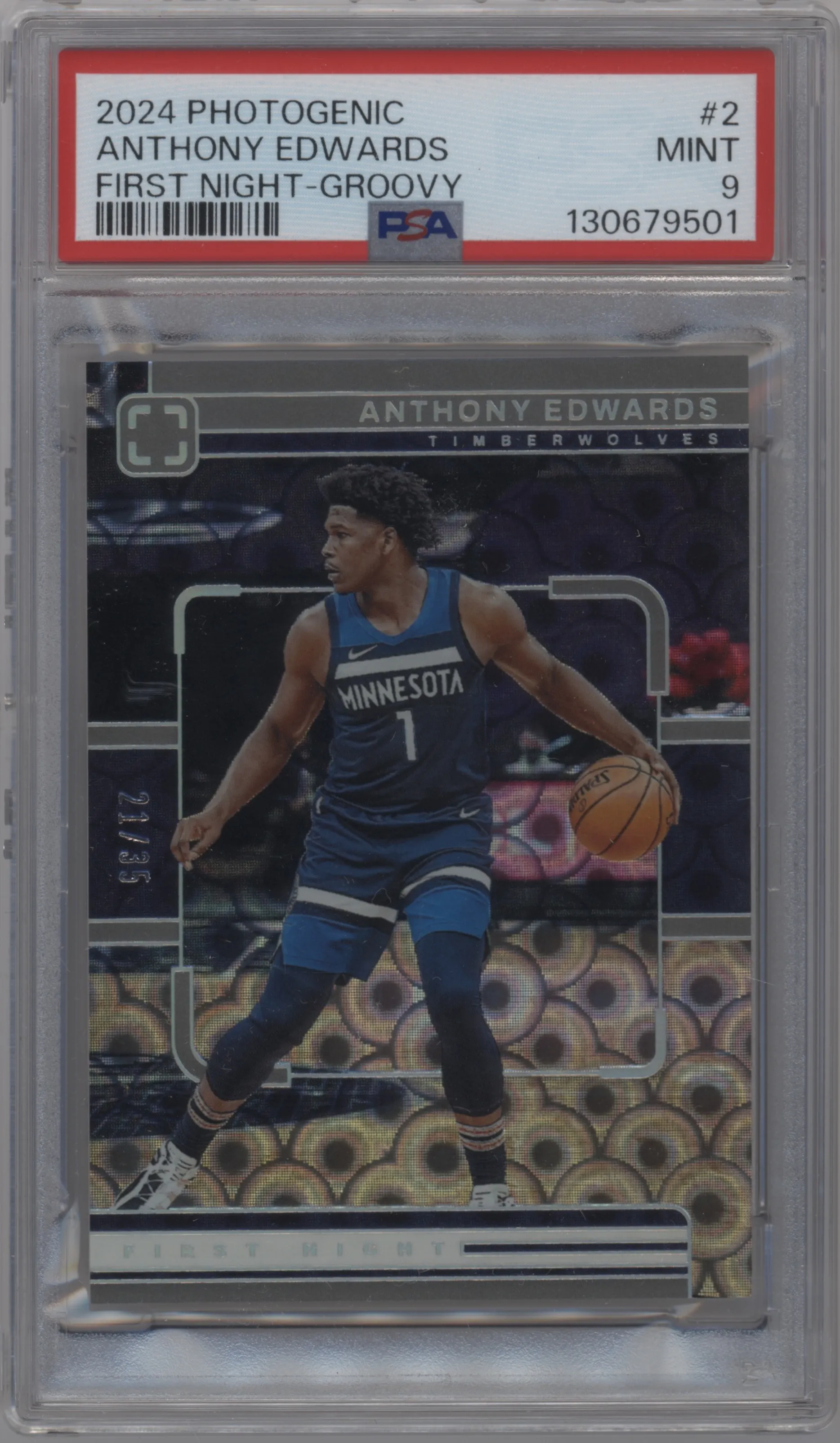 2024 Panini PhotoGenic First Night Anthony Edwards Groovy #2 PSA 9