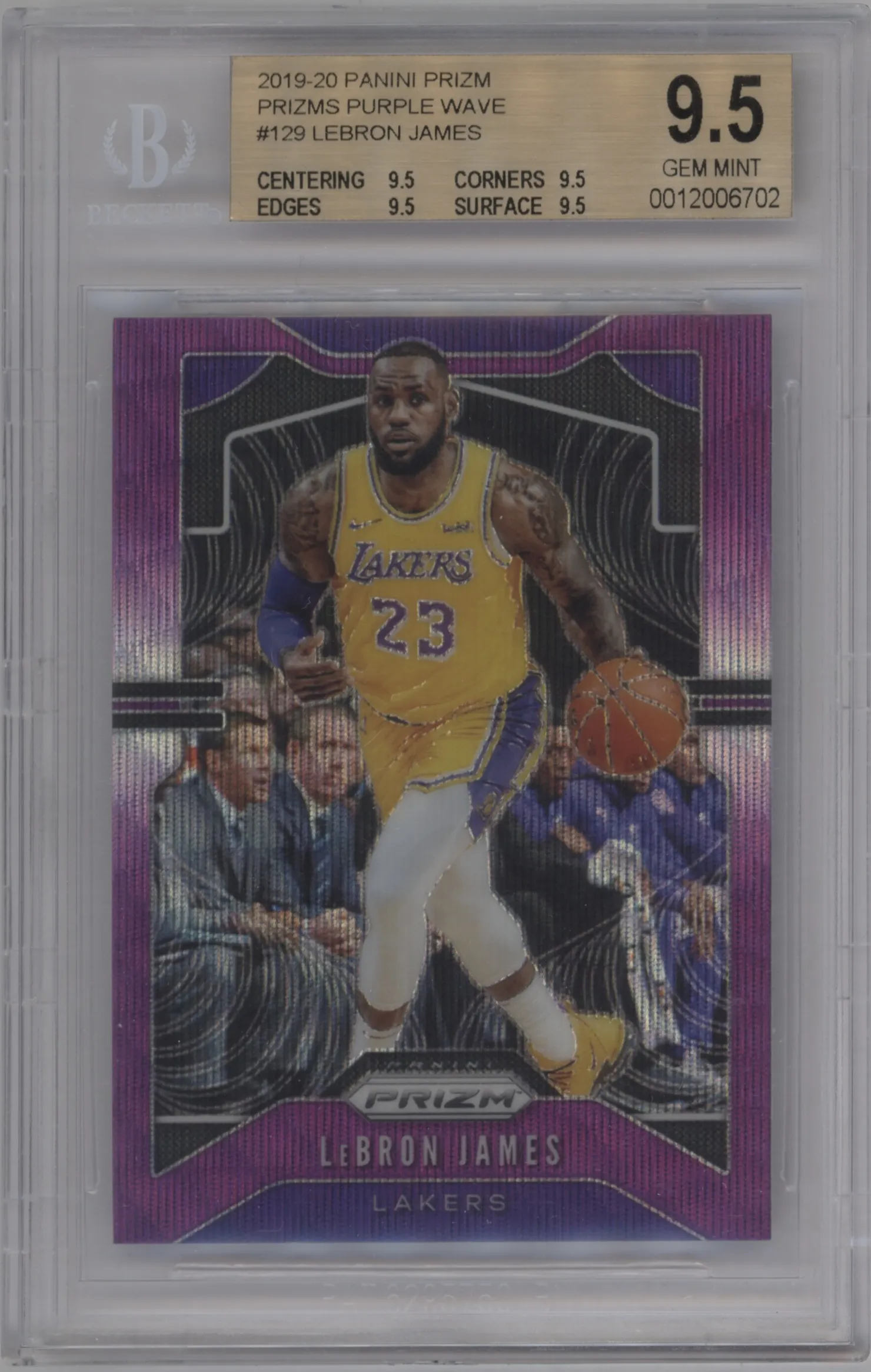 2019 Panini Prizm LeBron James Purple Wave #129 BGS 9.5