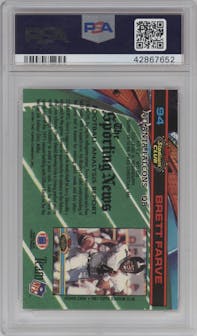 Brett Favre from the 1991 Topps Stadium Club set graded by PSA and given an overall grade of 10.