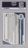 Drake Maye from the 2023 Bowman Chrome University Sapphire Edition set graded by PSA and given an overall grade of 10.