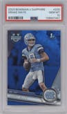 Drake Maye from the 2023 Bowman Chrome University Sapphire Edition set graded by PSA and given an overall grade of 10.