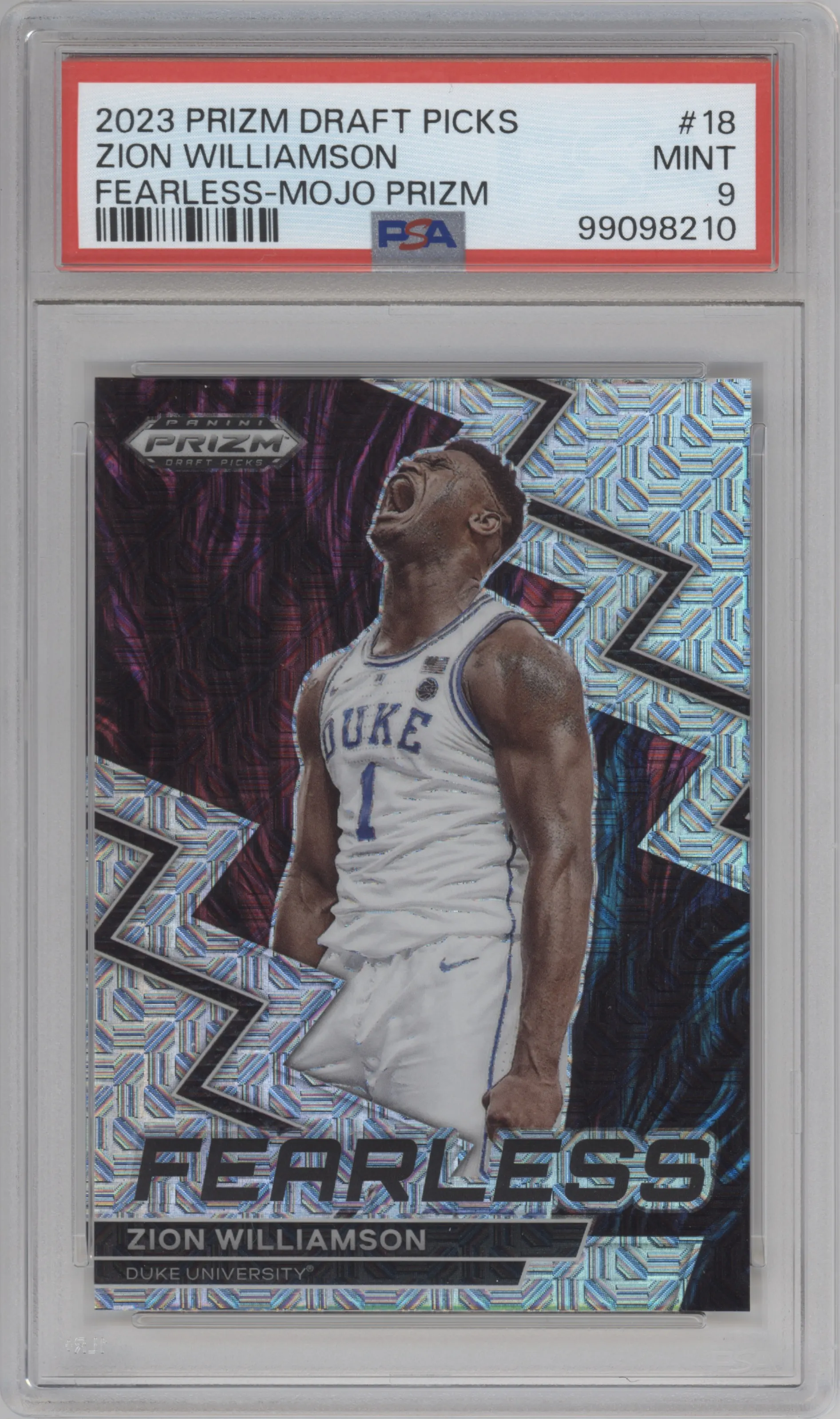 2023 Panini Prizm Draft Picks Fearless Zion Williamson Mojo #18 PSA 9