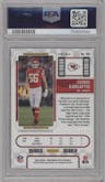 George Karlaftis from the 2022 Panini Contenders Optic set featuring a Silver parallel graded by PSA and given an overall grade of 9.