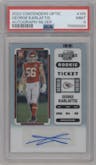 George Karlaftis from the 2022 Panini Contenders Optic set featuring a Silver parallel graded by PSA and given an overall grade of 9.