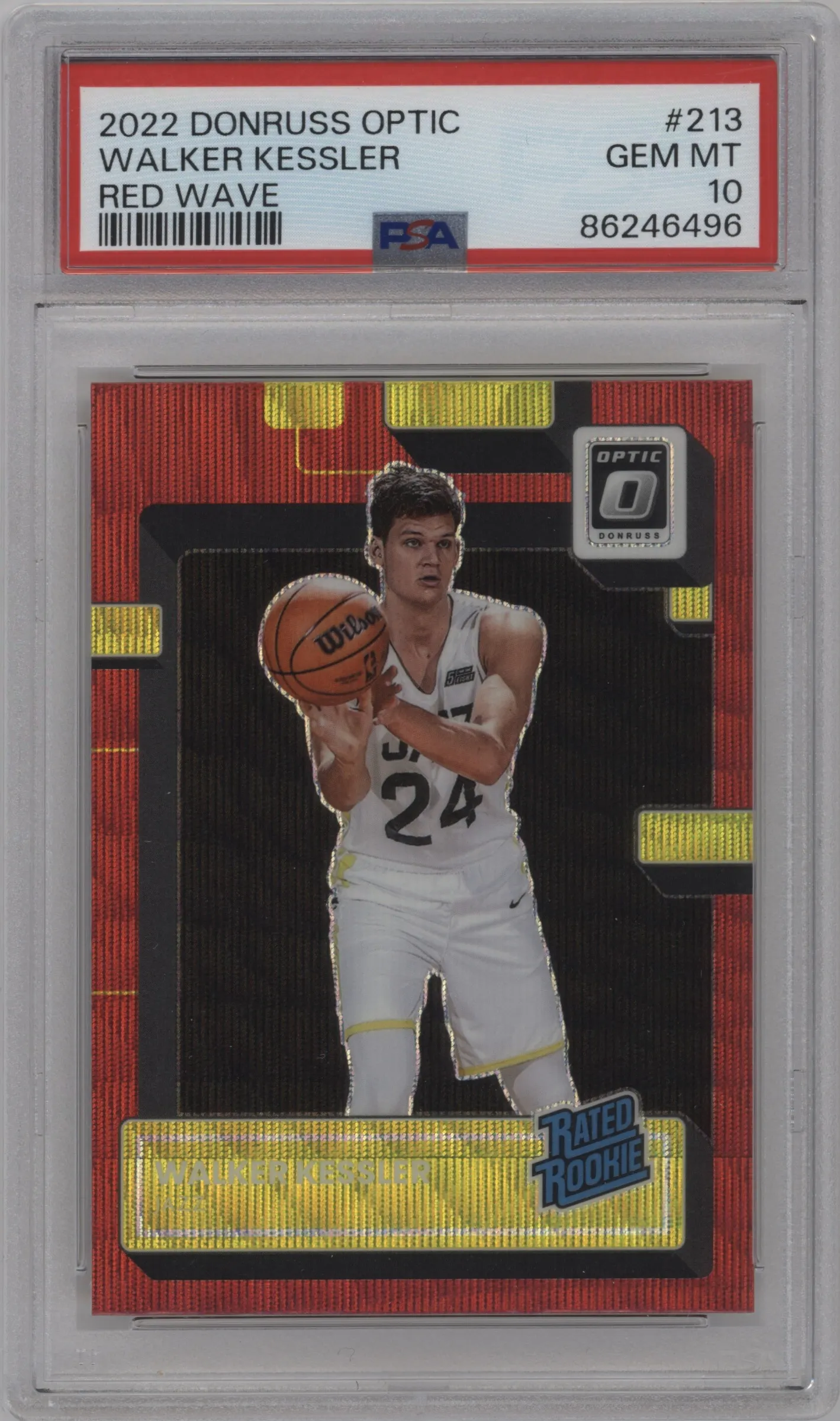 2022 Panini Donruss Optic Rated Rookie Walker Kessler Red Wave #213 PSA 10