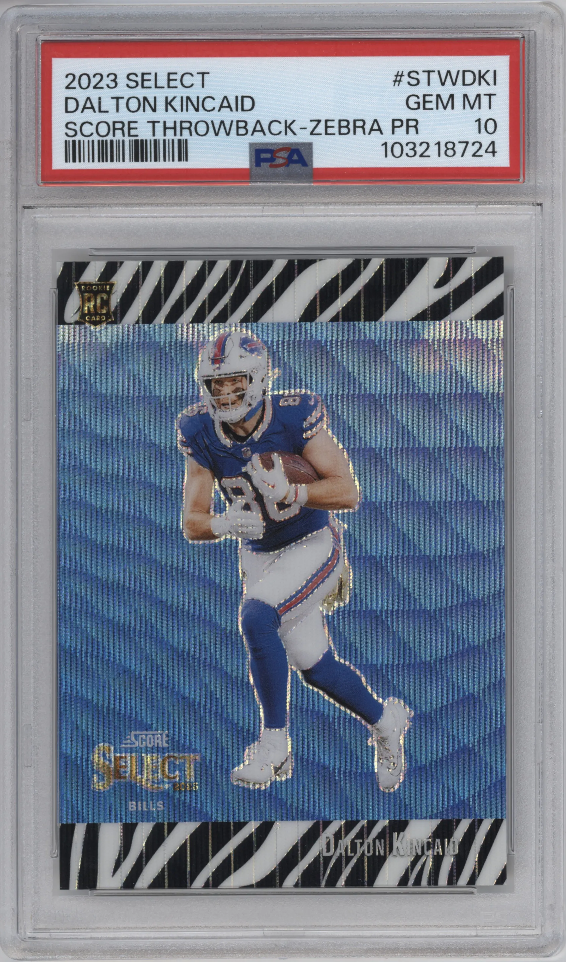 2023 Panini Select Score Select TB Dalton Kincaid Zebra #STW-DKI PSA 10