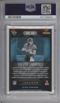Trevor Lawrence from the 2021 Panini Illusions set featuring a Trophy Collection Bronze parallel graded by PSA and given an overall grade of 9.