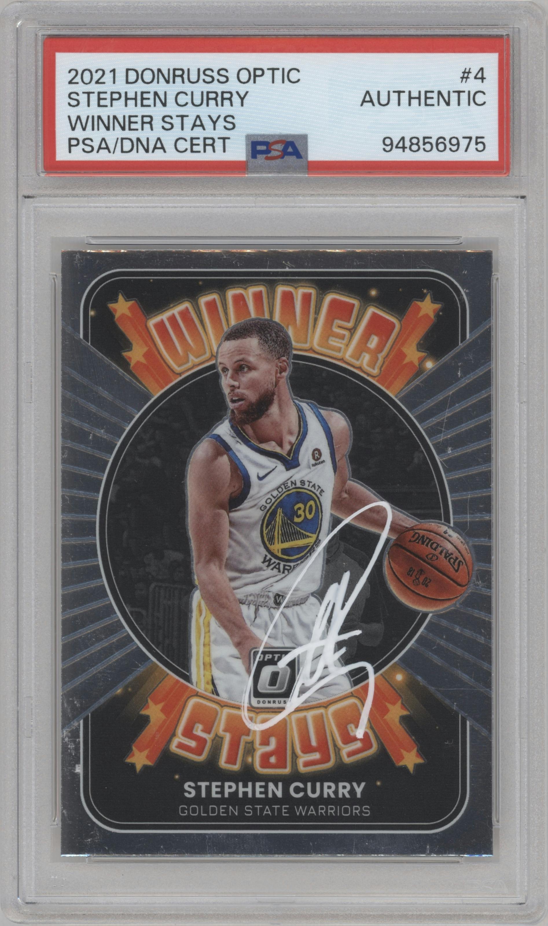 Stephen Curry from the 2021-22 Panini Donruss Optic set graded by PSA.