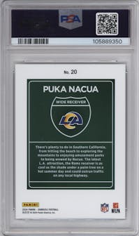 Puka Nacua from the 2024 Donruss set graded by PSA and given an overall grade of 9.