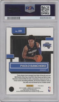 Paolo Banchero from the 2022-23 Panini Donruss Optic  set featuring a White Sparkle parallel graded by PSA and given an overall grade of 10.