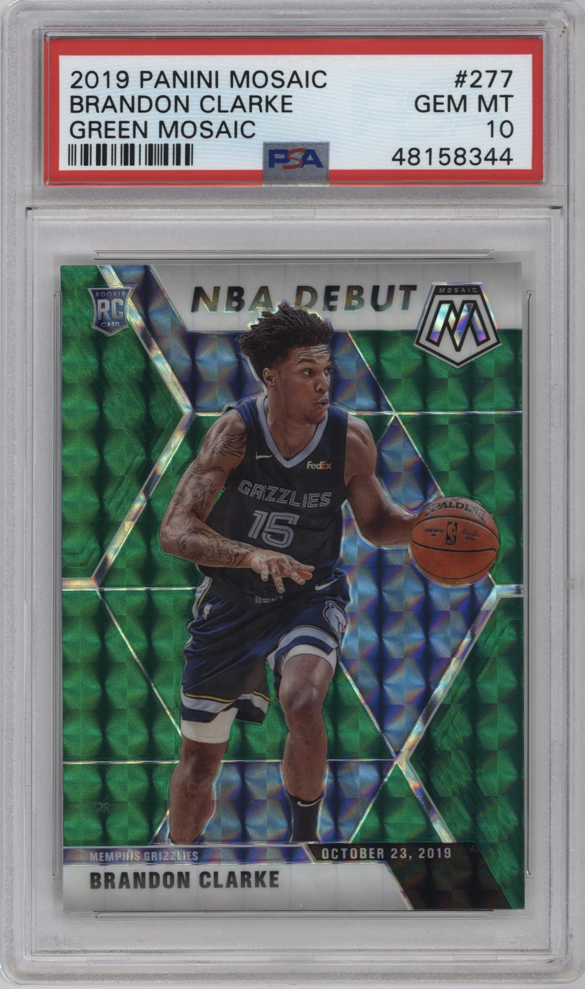 2019 Panini Mosaic Brandon Clarke Green Mosaic PSA 10