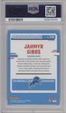 Jahmyr Gibbs from the 2023 Donruss Optic set featuring a Holo parallel graded by PSA and given an overall grade of 10.