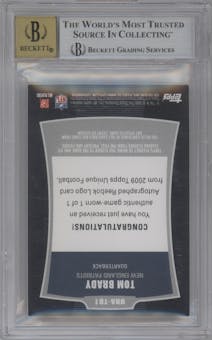 Tom Brady from the 2009 Topps Unique set graded by Beckett and given an overall grade of 8.