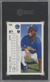 Ken Griffey Jr. from the 1990 Upper Deck set graded by SGC and given an overall grade of 8.
