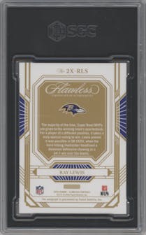 Ray Lewis from the 2023 Panini Flawless set featuring a Silver parallel graded by SGC and given an overall grade of 10.