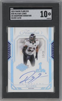 Ray Lewis from the 2023 Panini Flawless set featuring a Silver parallel graded by SGC and given an overall grade of 10.