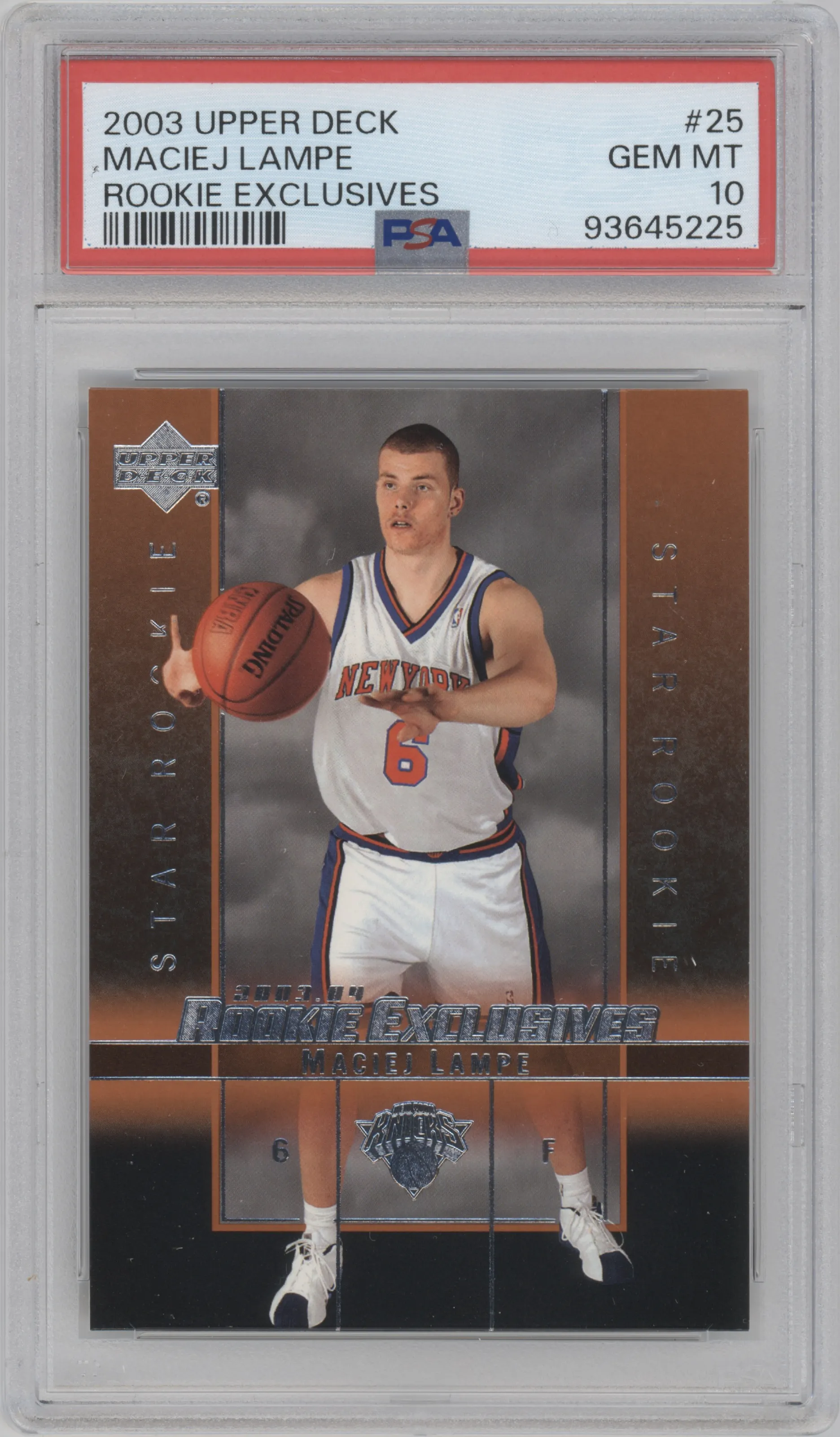 2003 Upper Deck Rookie Exclusives Maciej Lampe PSA 10