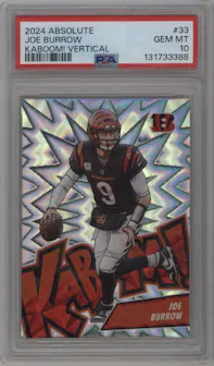  Joe Burrow from the 2024 Panini Absolute set graded by PSA and given an overall grade of 10.