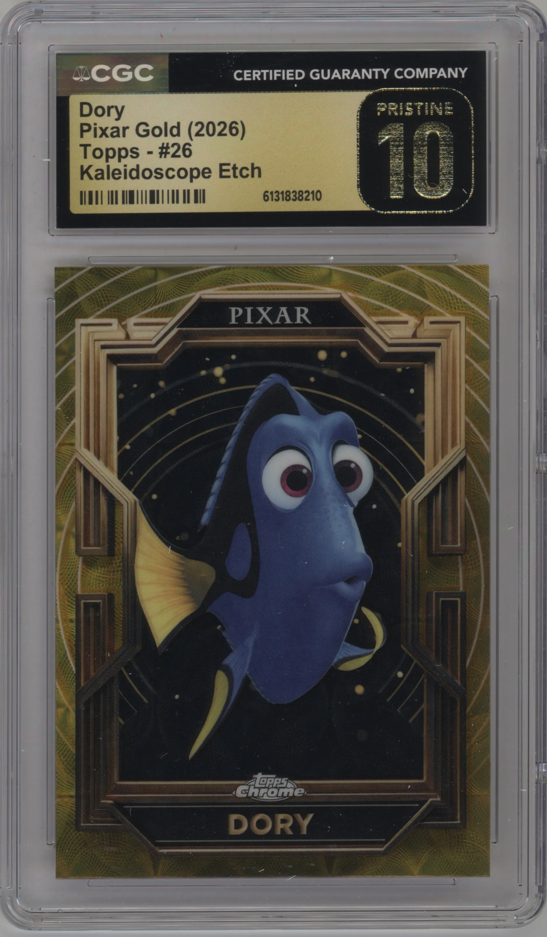 2025 Topps Pixar Gold Dory Kaleidoscope Etch Refractor CGC 10