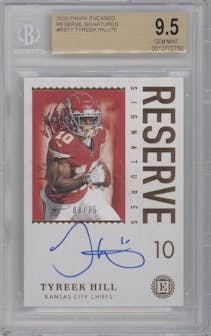 Tyreek Hill from the 2020 Panini Encased set graded by Beckett and given an overall grade of 9.5.