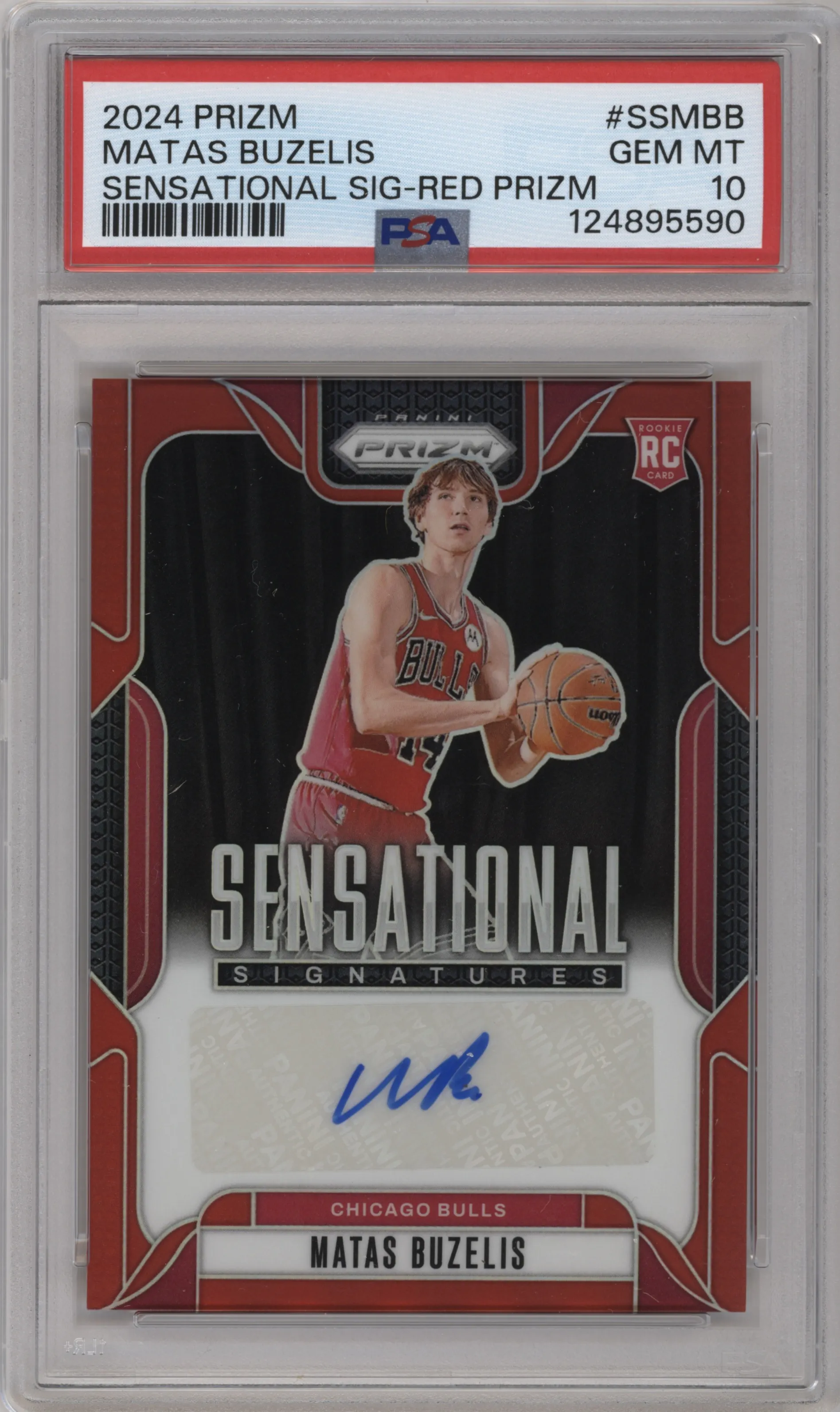 2024 Panini Prizm Sensational Sig. Matas Buzelis Red Prizm PSA 10