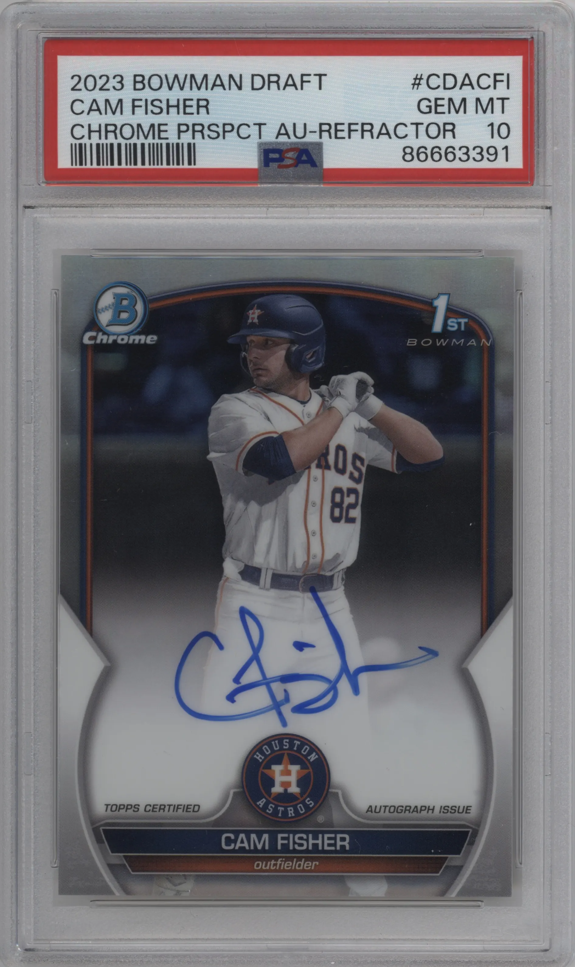 2023 Bowman Draft Chr.Pros.Auto Cam Fisher Refractor PSA 10