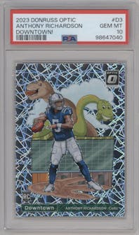 Anthony Richardson from the 2023 Donruss Optic set graded by PSA and given an overall grade of 10.