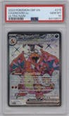 Charizard ex from the 2023 Pokemon SV set graded by PSA and given an overall grade of 10.