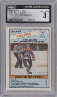 Wayne Gretzky from the 1984-85 O-Pee-Chee set graded by CSG and given an overall grade of 3.