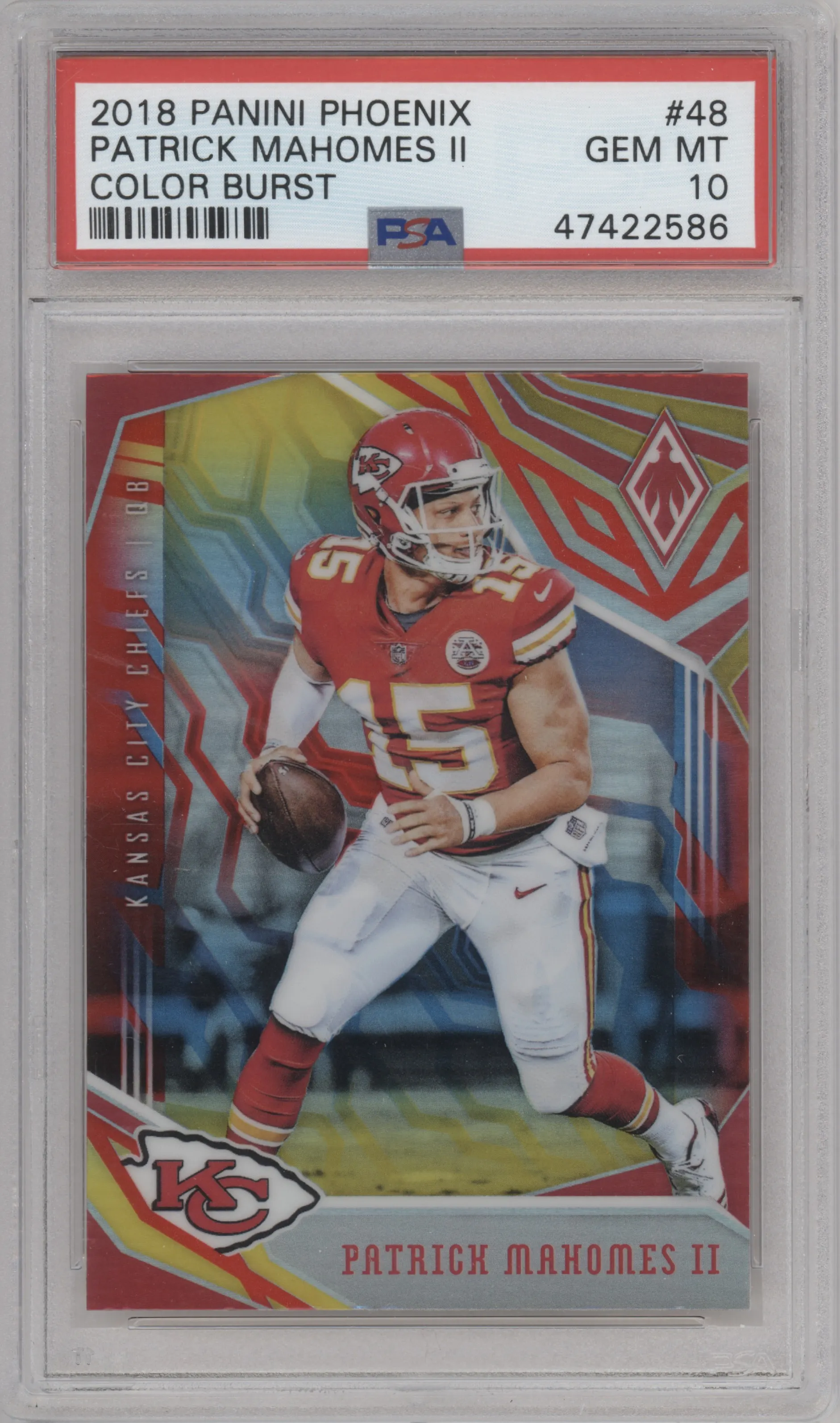 2018 Panini Phoenix Patrick Mahomes II Color Burst #48 PSA 10