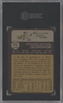 Rich Gossage from the 1973 Topps set graded by SGC and given an overall grade of 6.