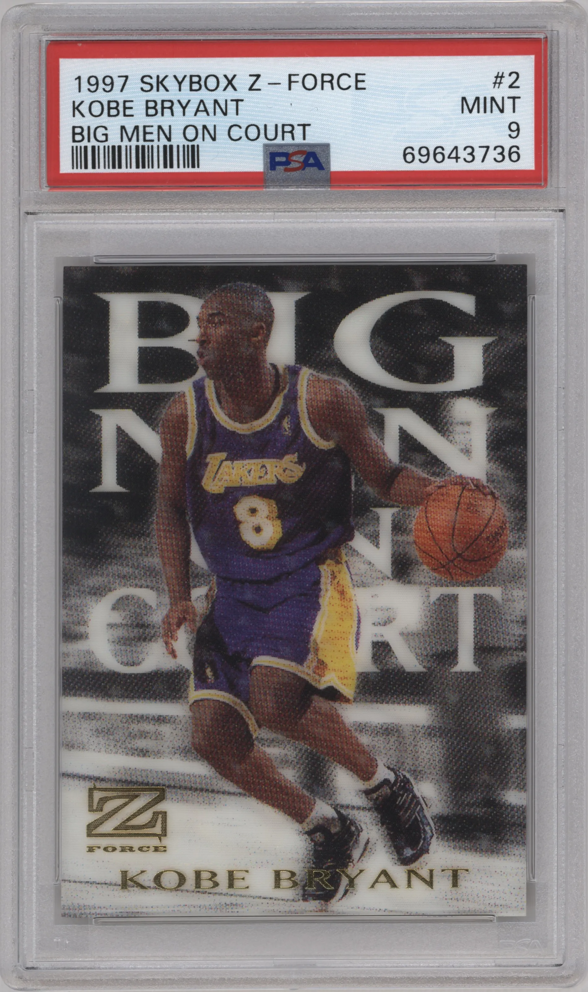1997 Skybox Z-Force Big Men on Court Kobe Bryant BMOC #2 BMOC PSA 9