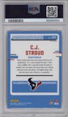C.J. Stroud from the 2023 Donruss Optic set featuring a  Purple Shock parallel graded by PSA and given an overall grade of 10.