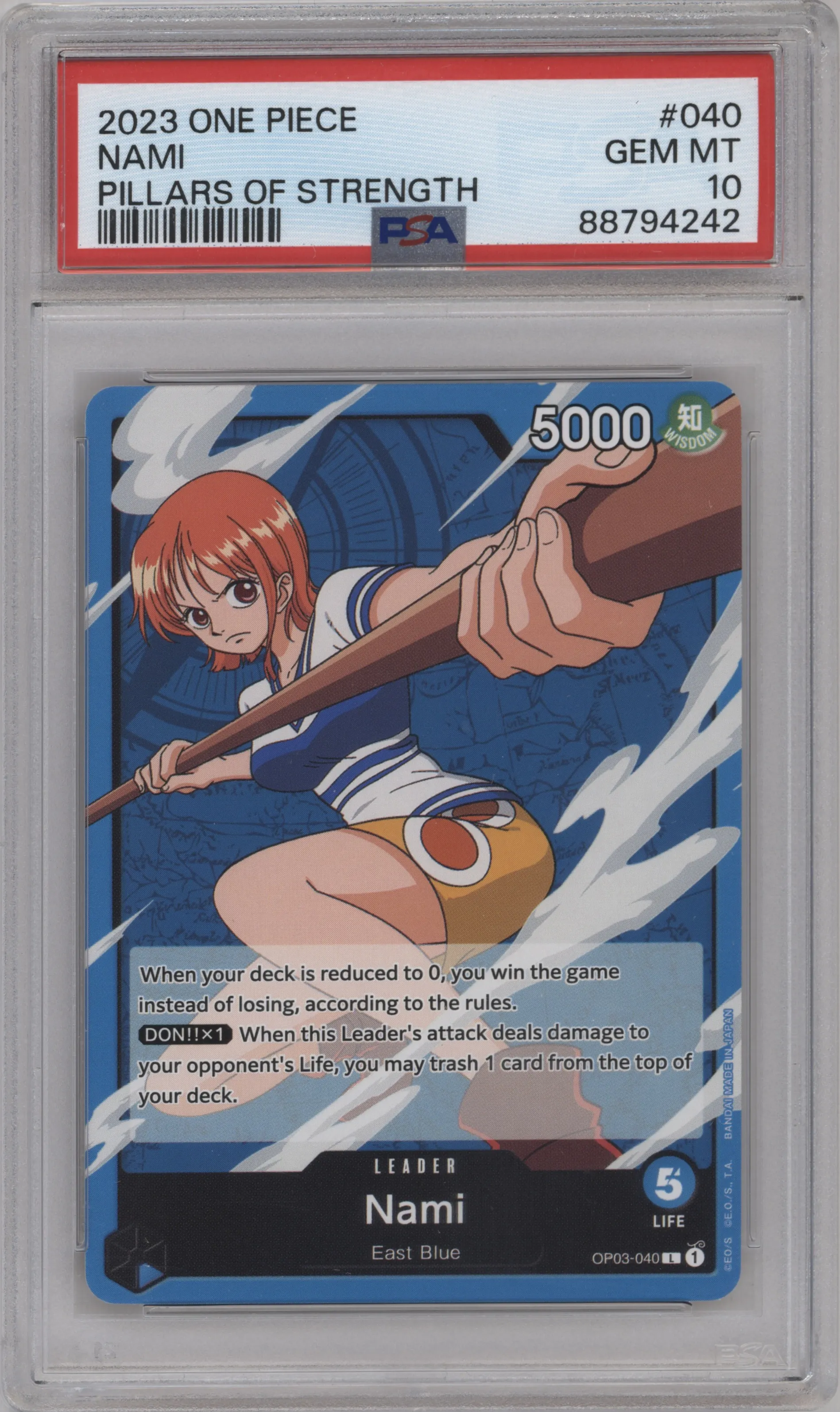 2023 One Piece Pillars of Strength Nami L #OP03-040 L PSA 10