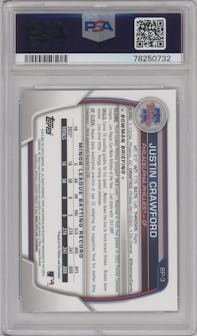 Justin Crawford from the 2023 Bowman  set graded by PSA and given an overall grade of 10.