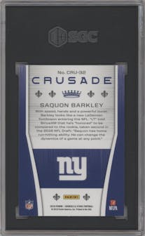 Saquon Barkley from the 2018 Panini Rookies & Stars set graded by SGC and given an overall grade of 10.