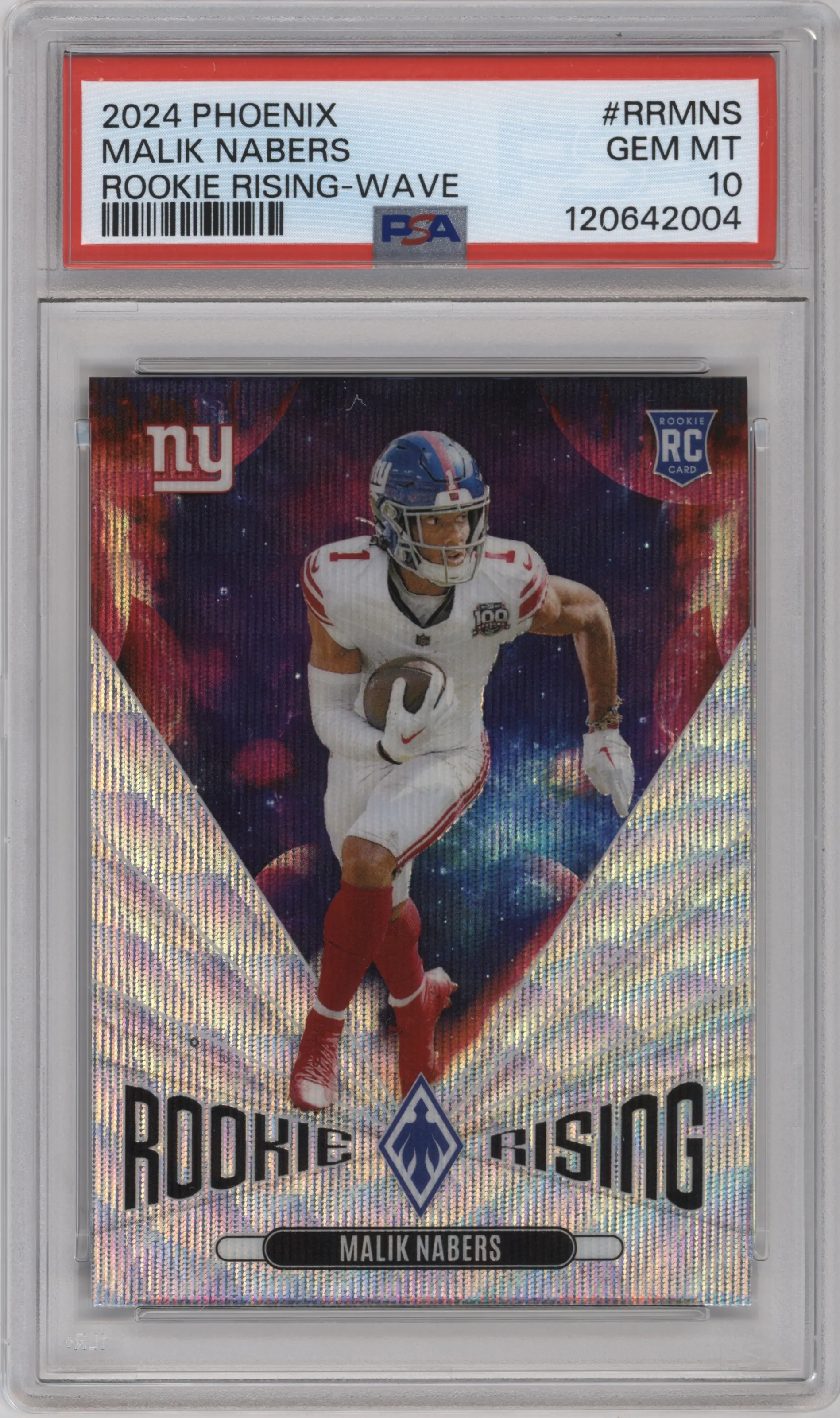2024 Panini Phoenix Rookie Rising Malik Nabers Wave PSA 10