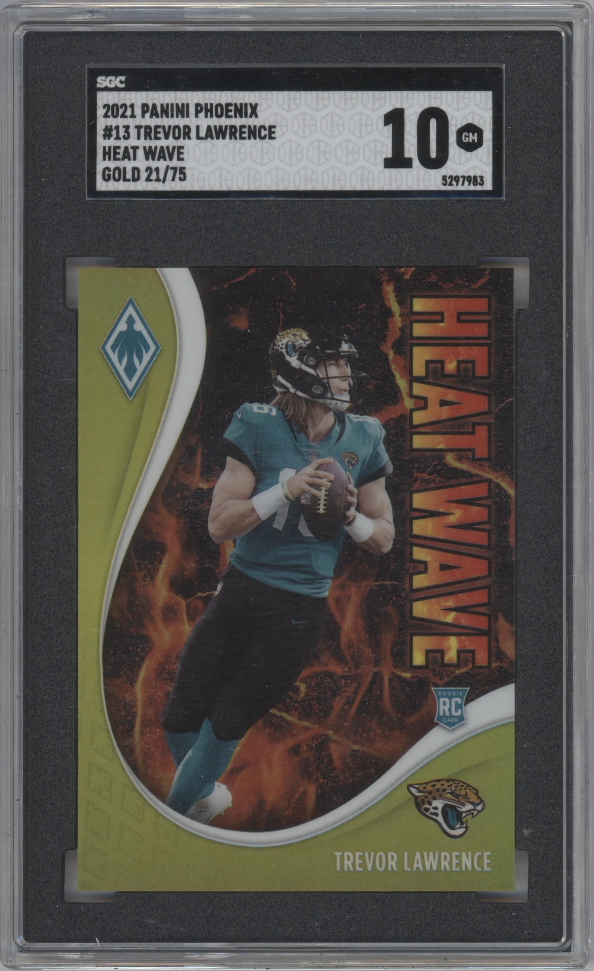 2021 Panini Phoenix Heat Wave Trevor Lawrence Yellow SGC 10