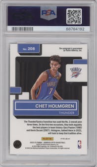 Chet Holmgren from the 2022-23 Panini Donruss Optic  set featuring a Fast Break parallel graded by PSA and given an overall grade of 9.