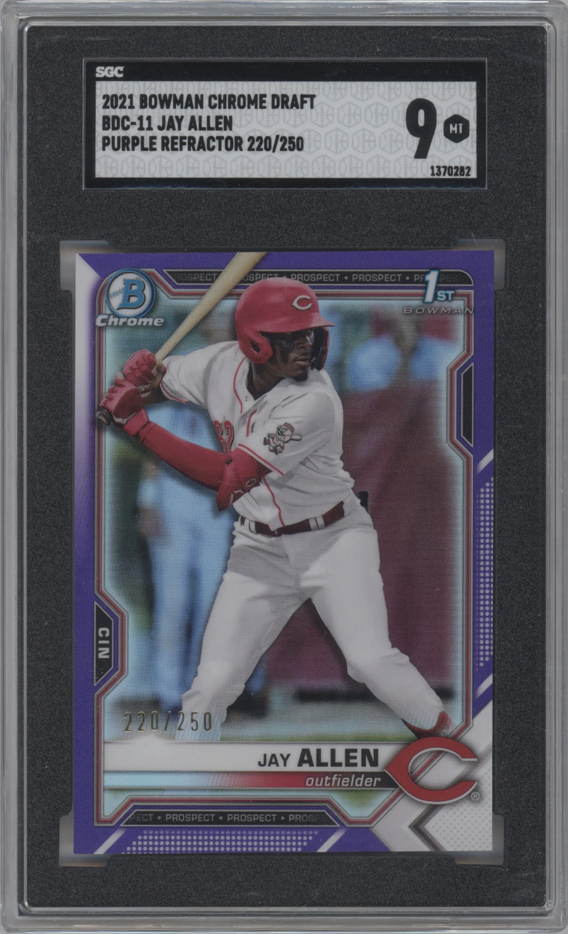 2021 Bowman Draft Chrome Jay Allen Purple Refractor SGC 9