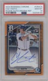 Colt Keith from the 2024 Bowman Chrome set featuring a Orange Refractor parallel graded by PSA and given an overall grade of 10.